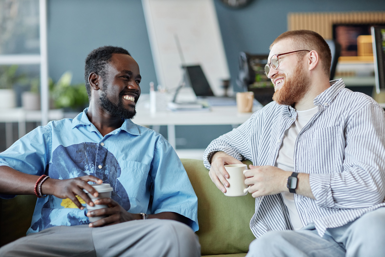 Men sat drinking coffee