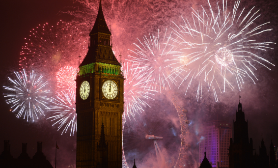 Big Ben with Fireworks
