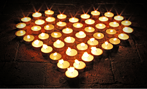 Candles in heart shape