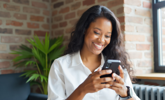 Woman looking at her email