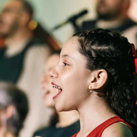 Youth hero girl singing