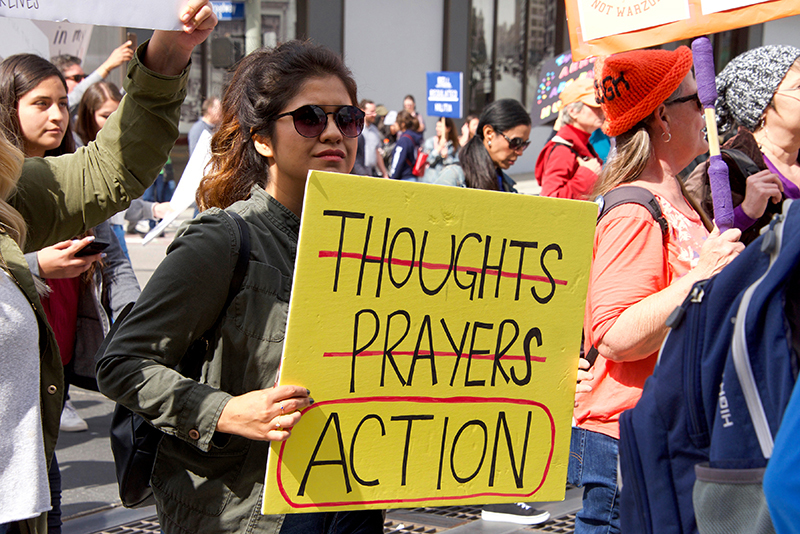 Activist with placard