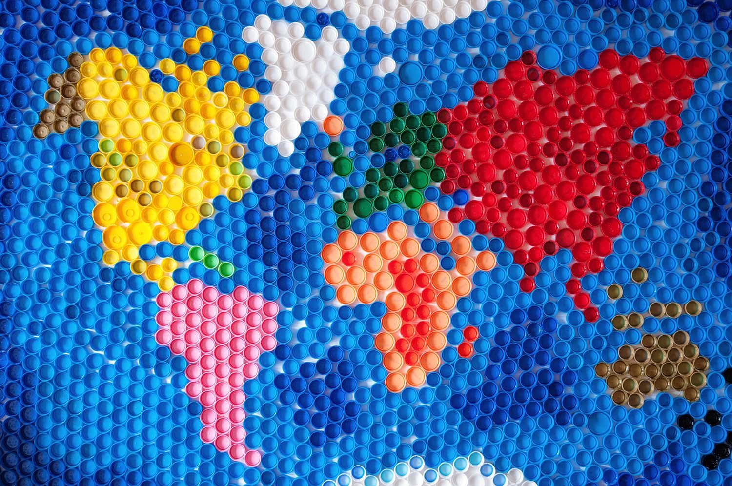 Bottle top world map