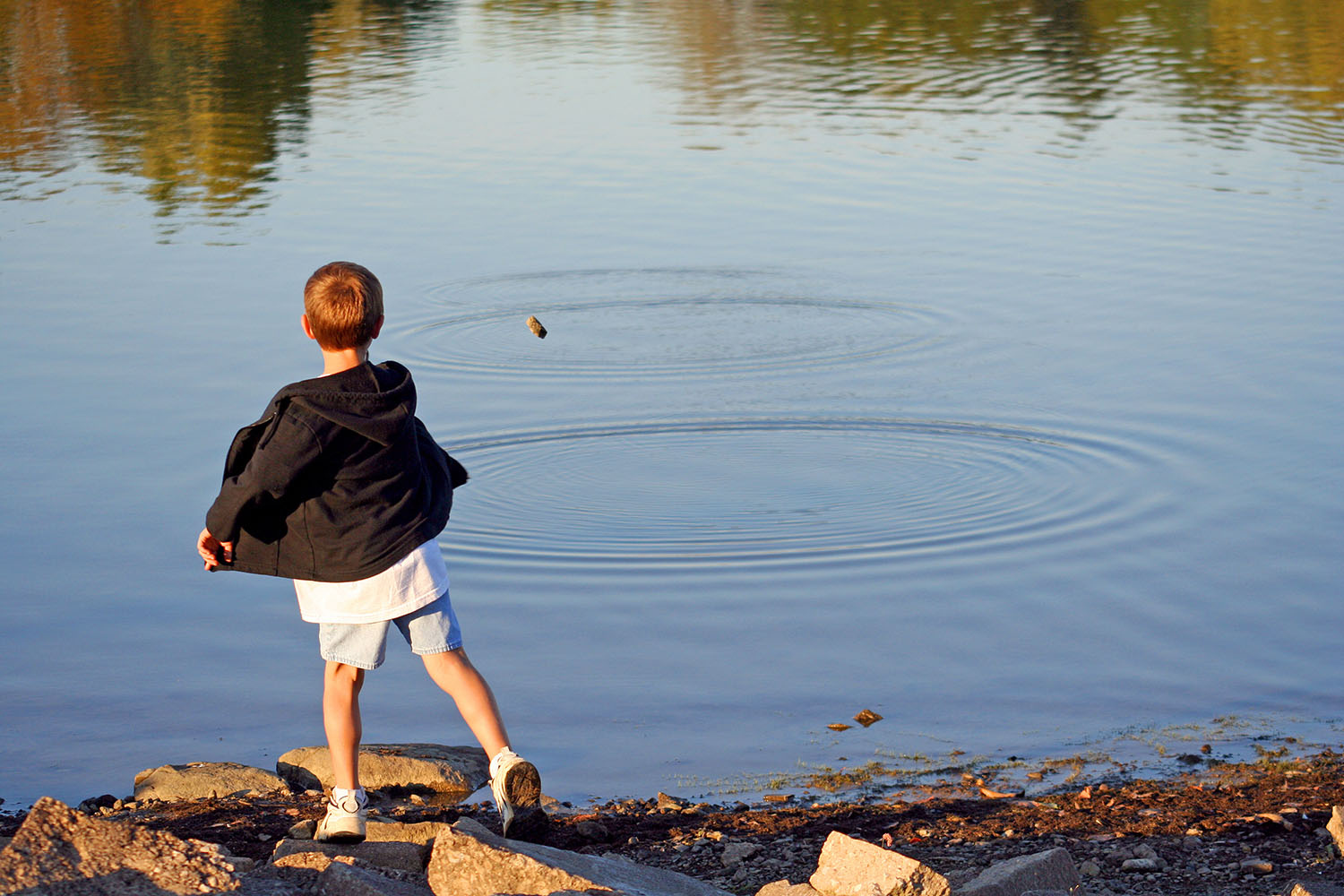 Child skimming stones