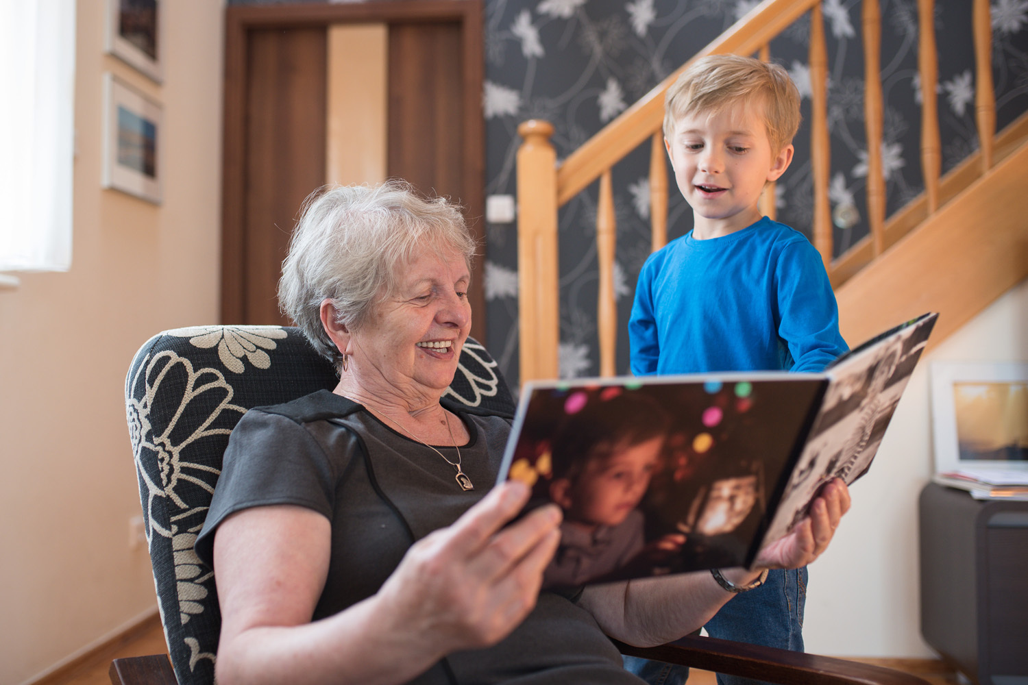 Grandma grandson reading together