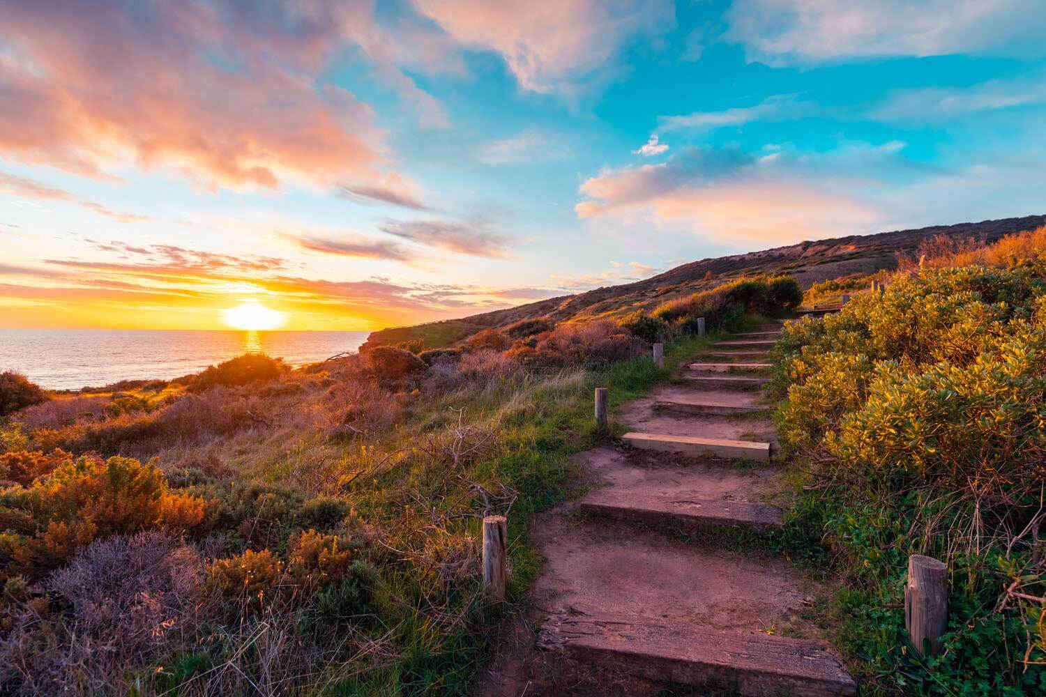 Hallet cove steps at sunset