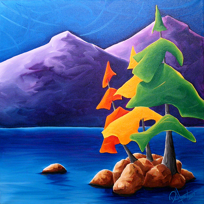 Island in mountain lake