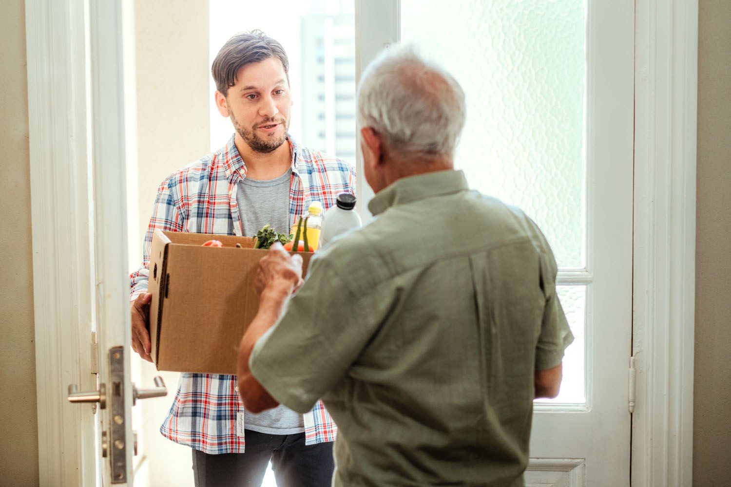 Man home delivering groceries