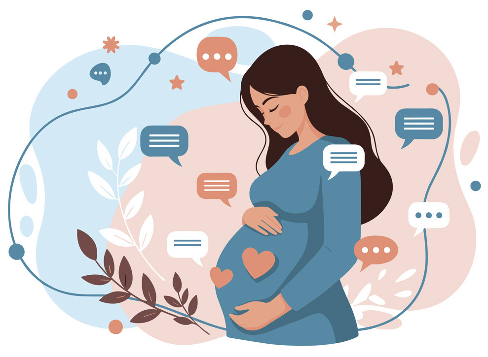 Pregnant woman speech bubbles vector