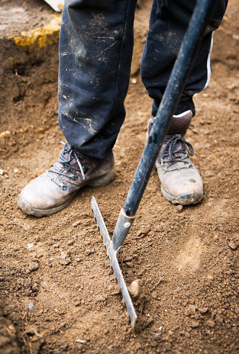 Raking soil