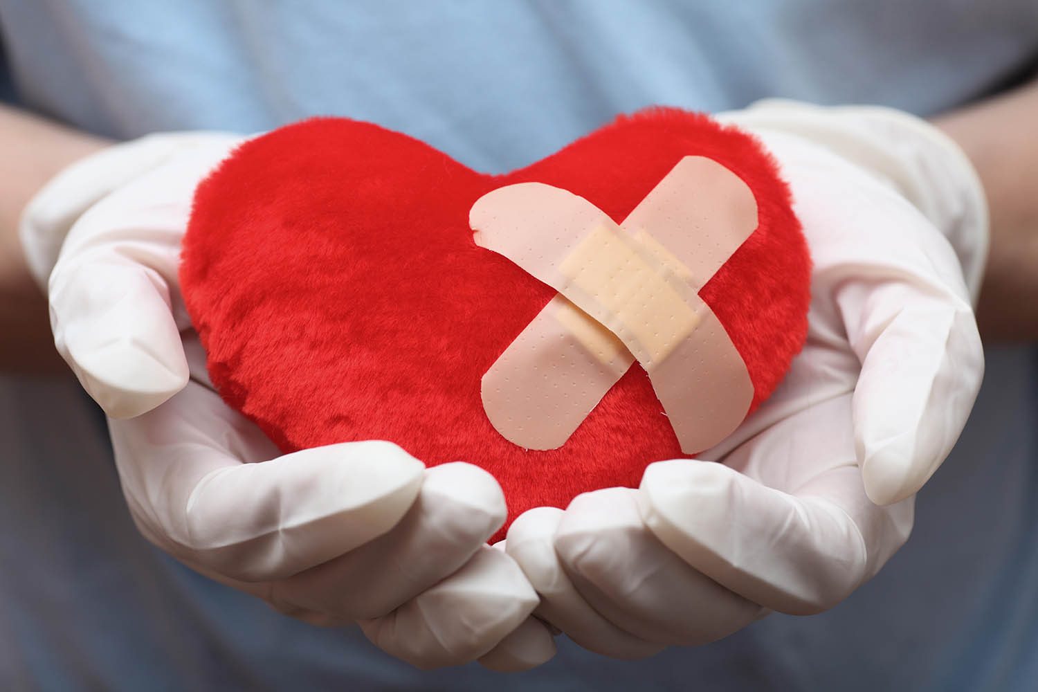 Sticking plaster on textile heart