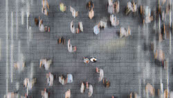 Still people in hurrying crowd 250px