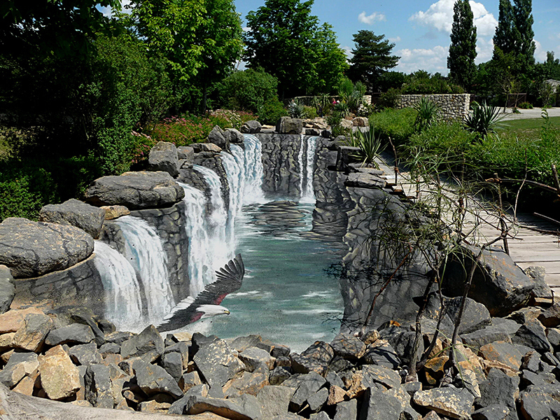 Surreal waterfall pool