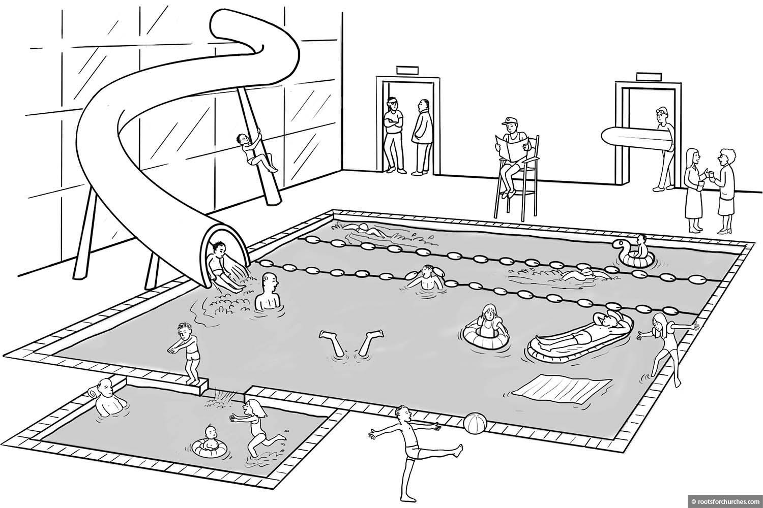 Swimming pool cartoon