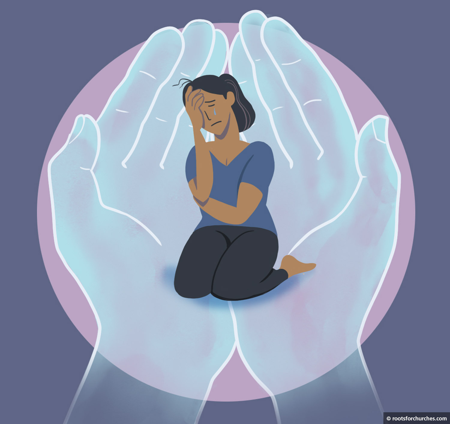 Woman in gods hands