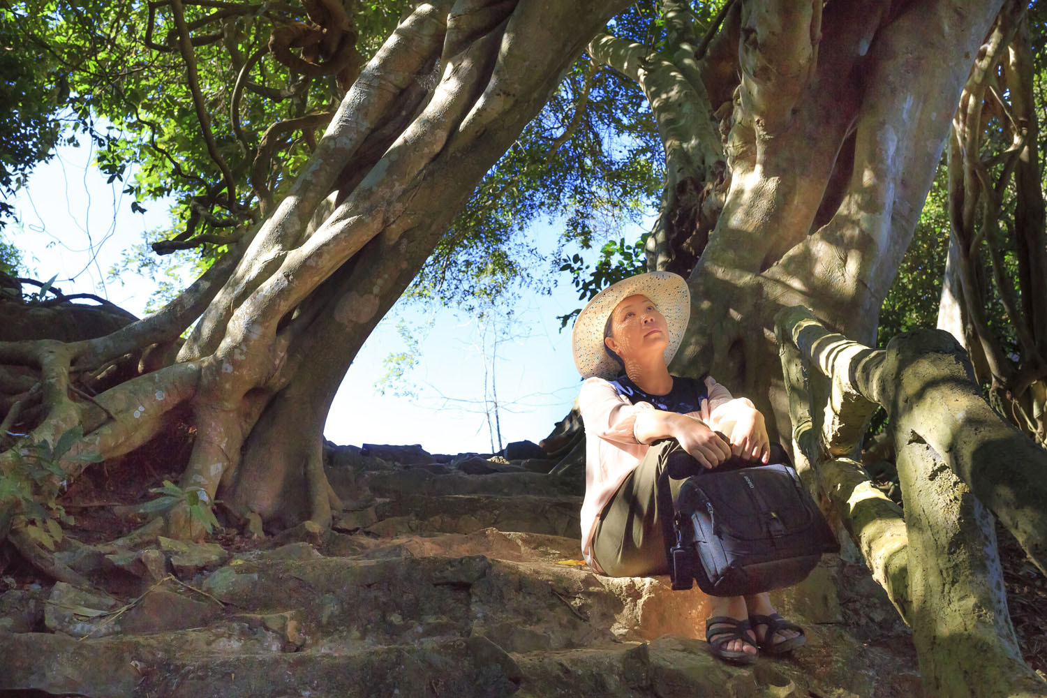 Woman sitting under a tree